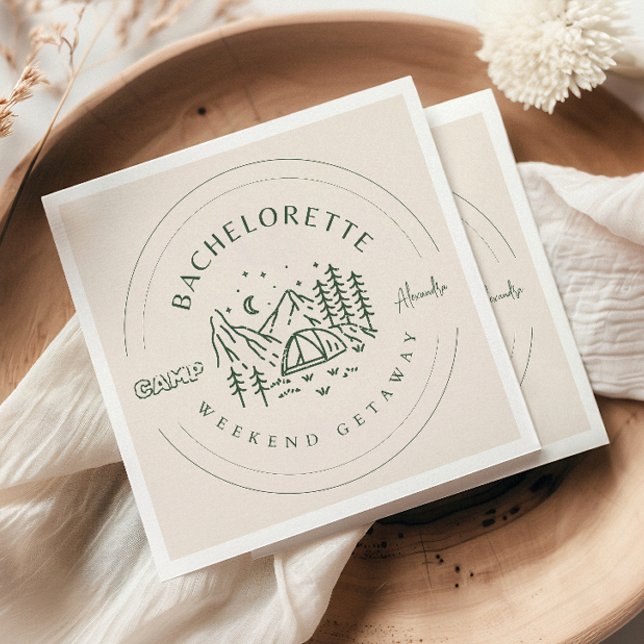 Camping Bachelorette Weekend Itinerary Napkins (Creator Uploaded)