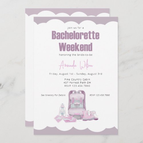 Camping Backpack Bachelorette Party Invitation