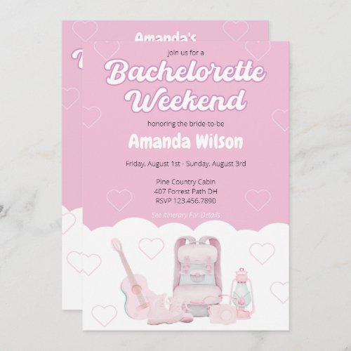 Camping Backpack Bachelorette Party Invitation