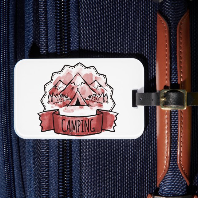 Camping Badge Luggage Tag (Front Insitu 4)