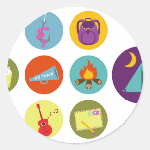 Camping Badges Classic Round Sticker