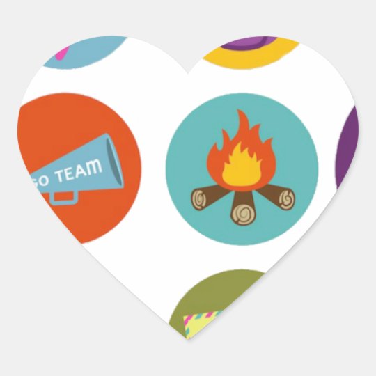 Camping Badges Heart Sticker