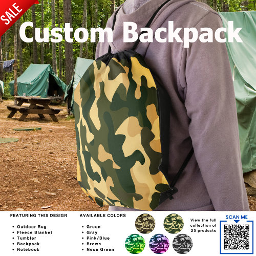Camping Bag | Brown Orange Camo Camouflage Pattern