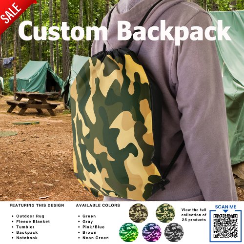 Camping Bag  Brown Orange Camo Camouflage Pattern