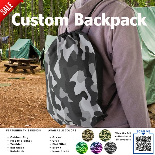 Camping Bag  Camo Bag  Gray Camouflage Pattern