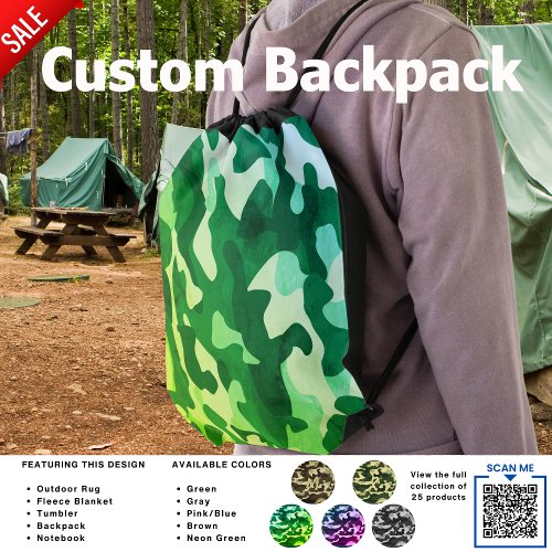 Camping Bag  Neon Green Camo Camouflage Pattern