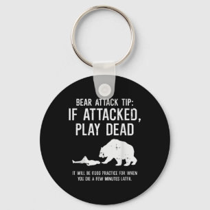 Camping Bear Attack Tip Funny Hiking Camper Men Wo Keychain