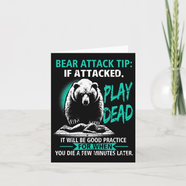 Camping Bear Attack Tip Play Dead Hiking Camper Pr Card (Front)
