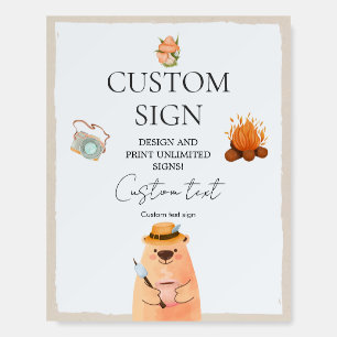 Camping Bear Baby Shower Custom Sign