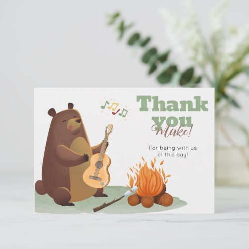Camping Bear Baby Shower Thank You Card