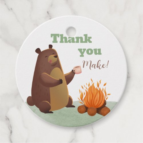 Camping Bear Baby Shower Thank You Favor Tag