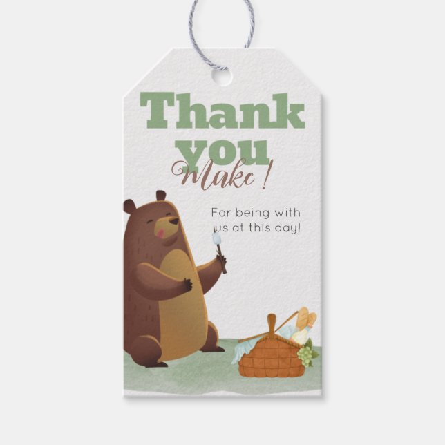 Camping Bear Marshmallow Thank You Favor Tag (Front)