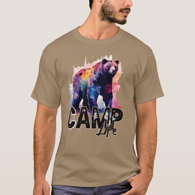 Camping Bear Summer Camp Quote Camping Des boy T-Shirt (Front)