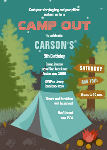 camping birthday invitations zazzle