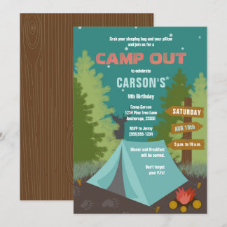 Camping Birthday Camp Out Invitation