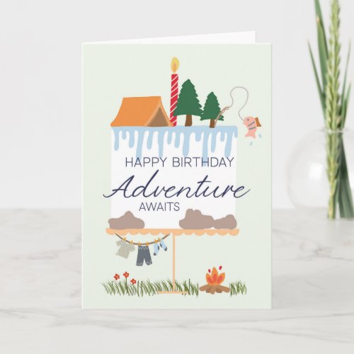 Camping Birthday Card: Adventure Awaits, Outdoorsy