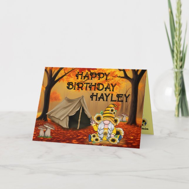Camping Birthday Gnome  Card (Front)