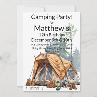 Camping Birthday Invitation