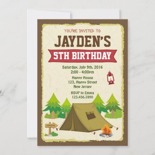 Camping Birthday Invitation