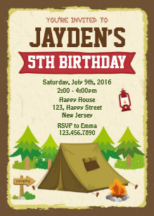camping birthday invitations zazzle