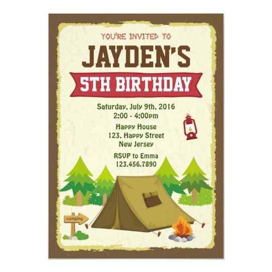 camping birthday invitation zazzle com