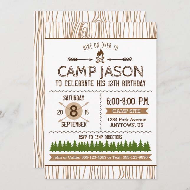 Camping Birthday Invitation (Front/Back)