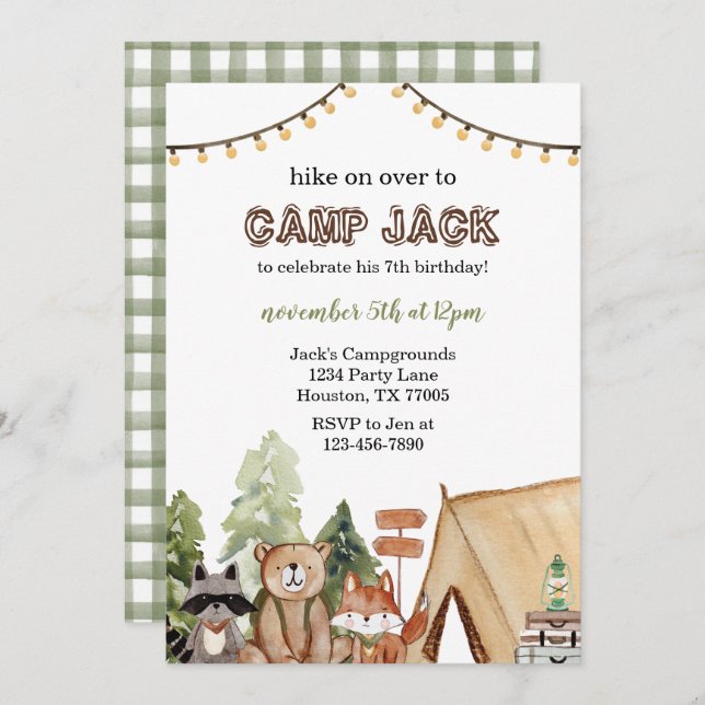 Camping Birthday Invitation (Front/Back)