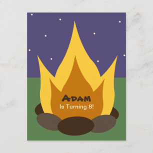 Camping Birthday Invitation - Camp Fire