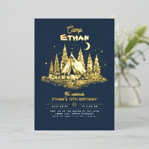 Camping Birthday Invitation Foil Invitation