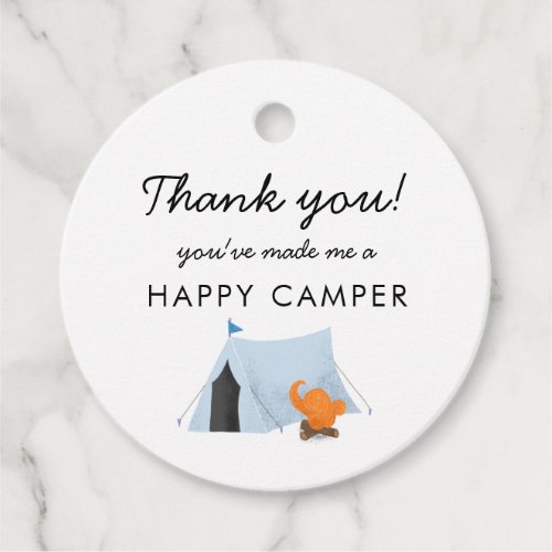Camping Birthday Party Blue Tent Happy Camper Favor Tags
