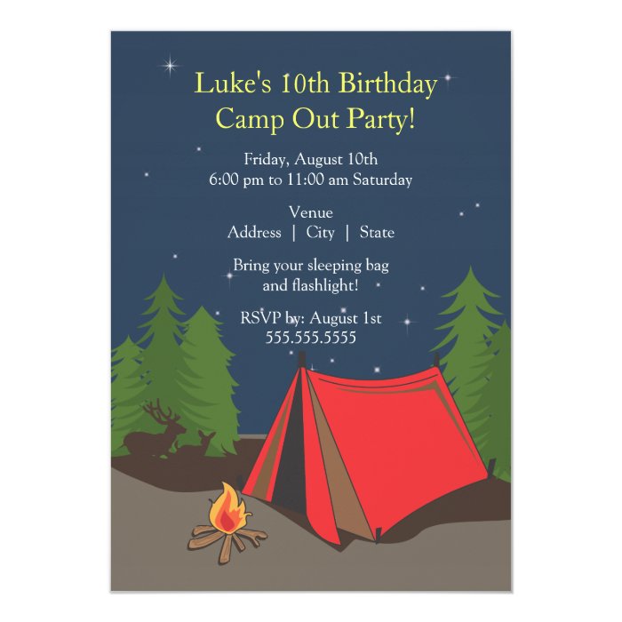 Camping Birthday Party Boy Card Zazzle