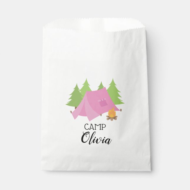 Camping birthday party favor bags Glamping (Front)