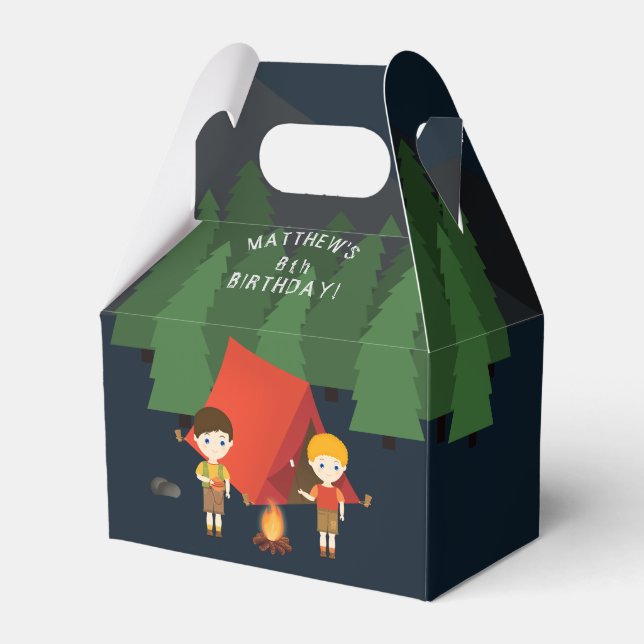 Camping Birthday Party Favor Boxes (Front Side)
