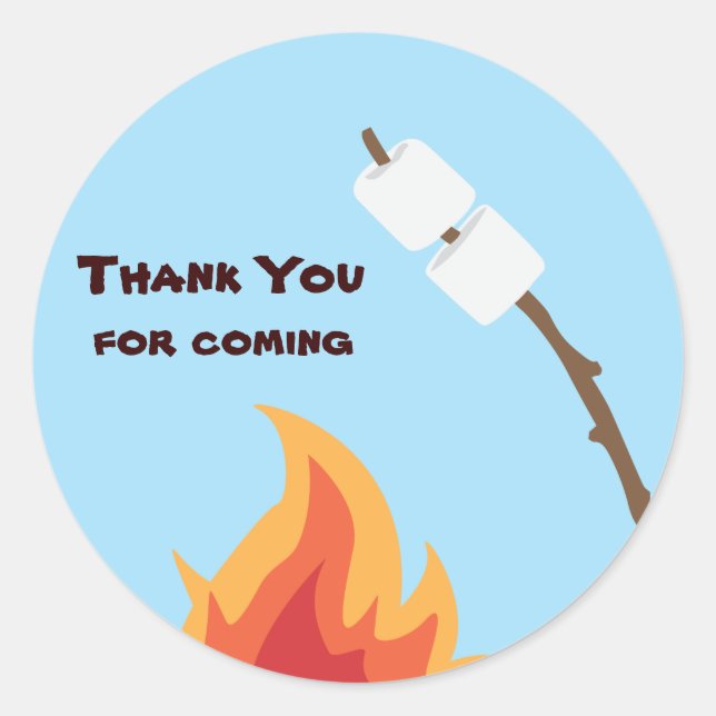 Camping Birthday Party Favor Sticker (Front)