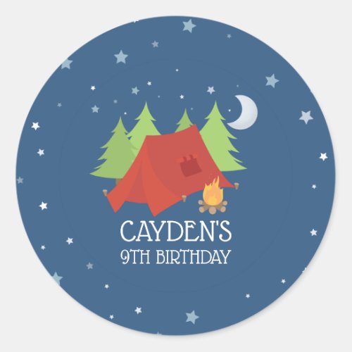 Camping Birthday party favor stickers