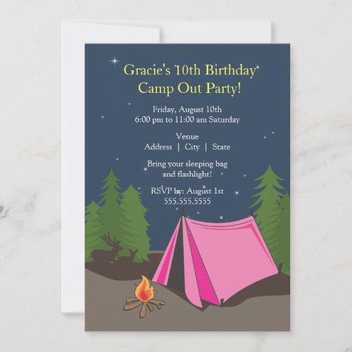 Camping Birthday Party | Girl Invite
