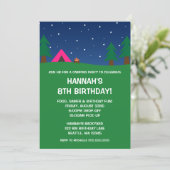 Camping Birthday Party Girls Invitations (Standing Front)