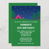 Camping Birthday Party Girls Invitations (Front/Back)