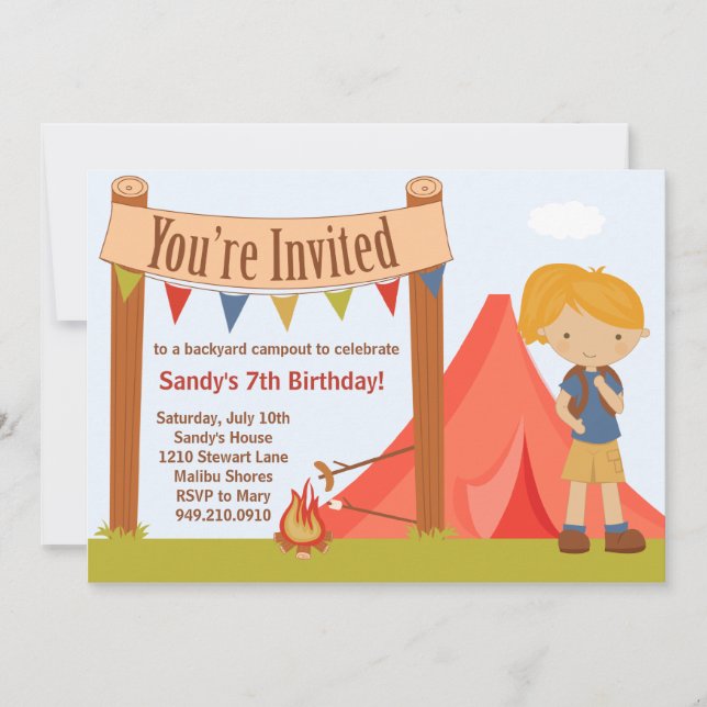 Camping Birthday Party Invitation (Front)