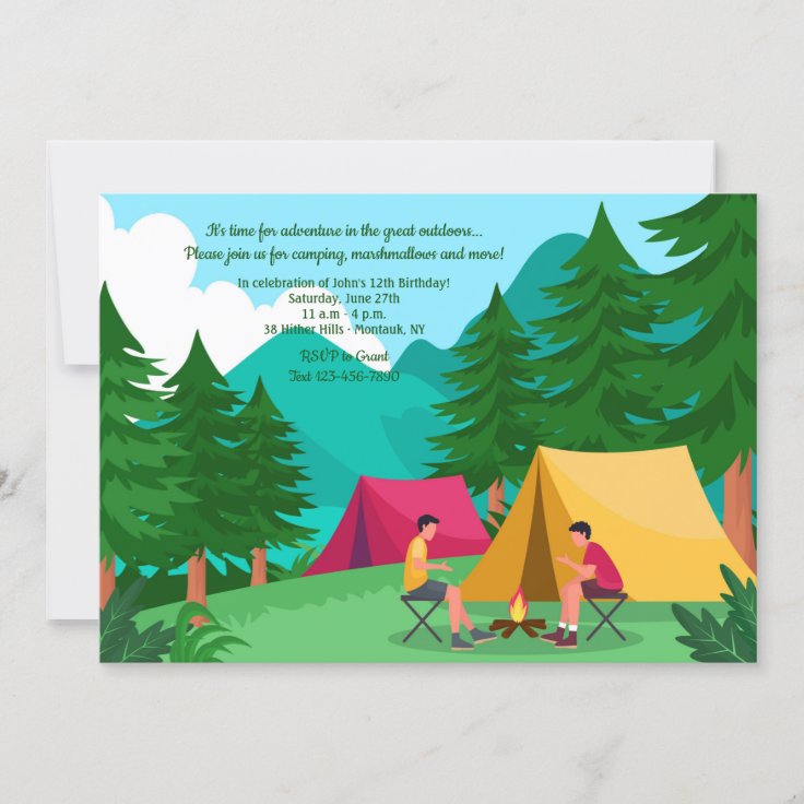 Camping Birthday Party Invitation | Zazzle