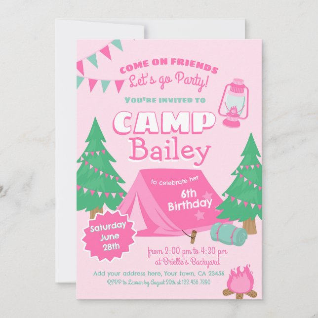 Camping Birthday Party Invitation (Front)