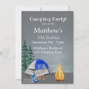 Camping Birthday Party Invitation  Backyard Party Invitation by Iggys_World at Zazzle