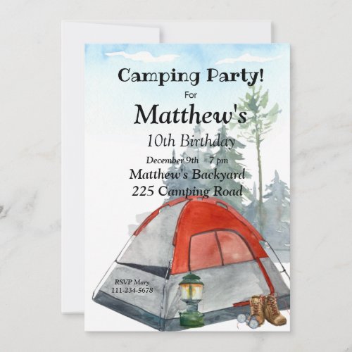 Camping Birthday Party Invitation Editable Camp  Invitation