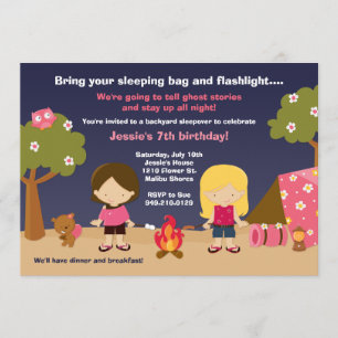 Camping Birthday Party Invitation for Girls