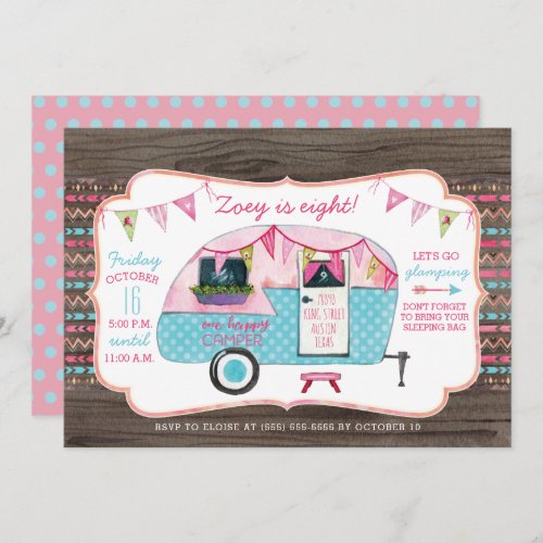 Camping Birthday Party Invitation _ Girl Glamping