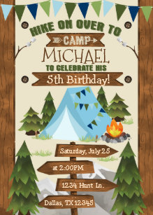 camping birthday invitations zazzle