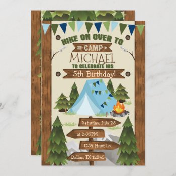 Camping Birthday Party Invitation Invite Boy by PerfectPrintableCo at Zazzle