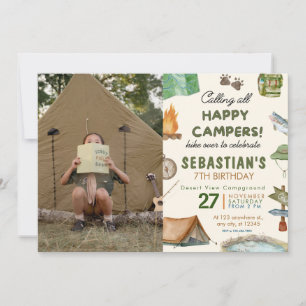 Camping Birthday Party modern kids Invitation