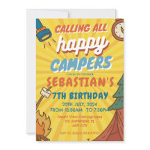 Camping Birthday Party modern kids Invitation