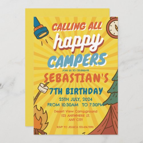 Camping Birthday Party modern kids  Invitation
